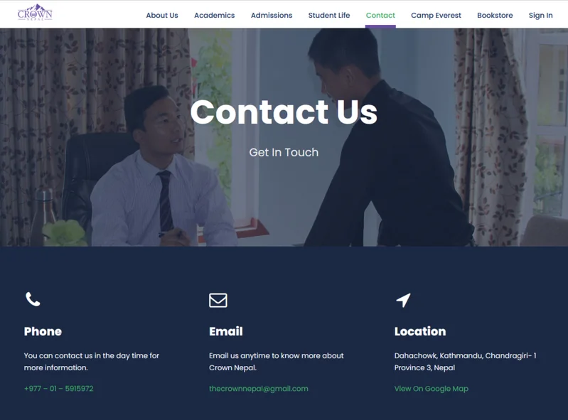 Crown Nepal Website project detail