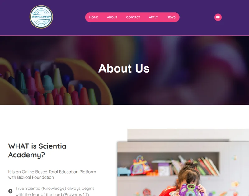 Scientia Academy Website project detail